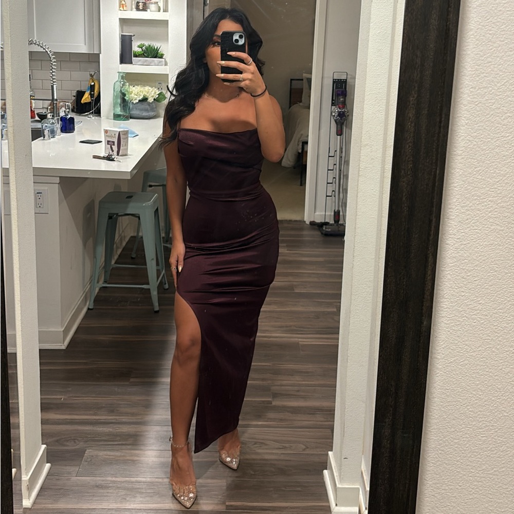 Plum dress with slit